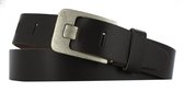 Casual Leren Riem | Dames & Heren | 4cm breed | Riemmaat: 85cm (totale lengte: 100cm) | 100% echt leer | Kleur: bruin | Nikkelvrije gesp