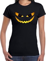 Halloween - Duivel gezicht halloween verkleed t-shirt zwart voor dames - horror shirt / kleding / kostuum M