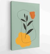 Canvas schilderij - Botanical wall art vector set. Earth tone boho foliage line art drawing with abstract shape. 2 -    – 1831787014 - 80*60 Vertical