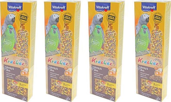 Vitakraft - Vogelsnack - honing/anijs kräcker papegaai - 2in1 - per 4 doosjes