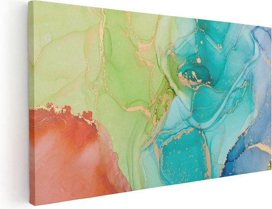 Artaza Canvas Schilderij Abstracte Kunst - Kleurrijke Marmer - 80x40 - Foto Op Canvas - Canvas Print