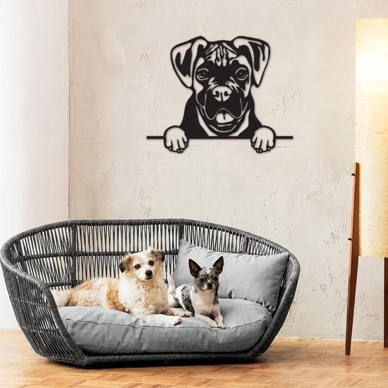 Hond - Boxer - Honden - Wanddecoratie - Zwart - Muurdecoratie - Hout