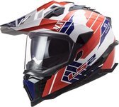 LS2 MX701 Explorer Atlantis Glans Wit Rood Blauw Adventure Helm S