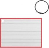 flashcard met clipring A7 papier wit/rood 50 stuks