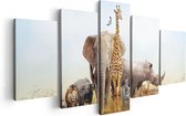 Artaza Canvas Schilderij Vijfluik Afrikaanse Dieren op het Gras - Afrika - 100x50 - Foto Op Canvas - Canvas Print