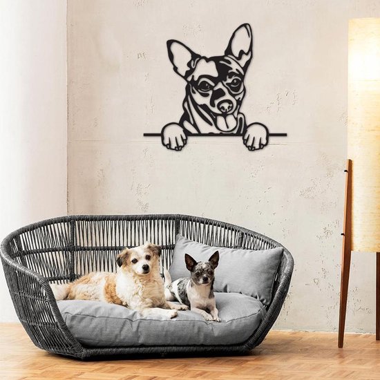 Hond - Chihuahua - Honden - Wanddecoratie - Zwart - Muurdecoratie - Hout