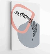 Canvas schilderij - Palm leaves wall art vector set. Earth tone boho foliage line art drawing with abstract shape. 3 -    – 1870962286 - 40-30 Vertical