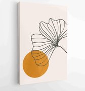 Canvas schilderij - Botanical wall art vector set. Earth tone boho foliage line art drawing with abstract shape. 2 -    – 1870931368 - 50*40 Vertical