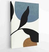 Canvas schilderij - Earth tone boho foliage line art drawing with abstract shape. Abstract Plant Art design for print, cover, wallpaper, Minimal and natural wall art. 3 -    – 1843