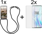OnePlus 8 Pro hoesje met koord transparant shock proof case - 2x OnePlus 8 Pro screenprotector Full Glue