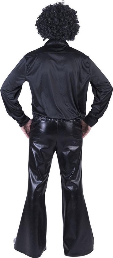 Déguisement disco ensemble avec chemise brillante noire et pantalon  bouffant noir - Déguisement Mania