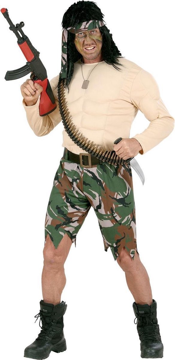 Leger & Oorlog Kostuum | Spierballenshirt Soldaat Rambo Kostuum Man | Large  | Carnaval... | bol.com
