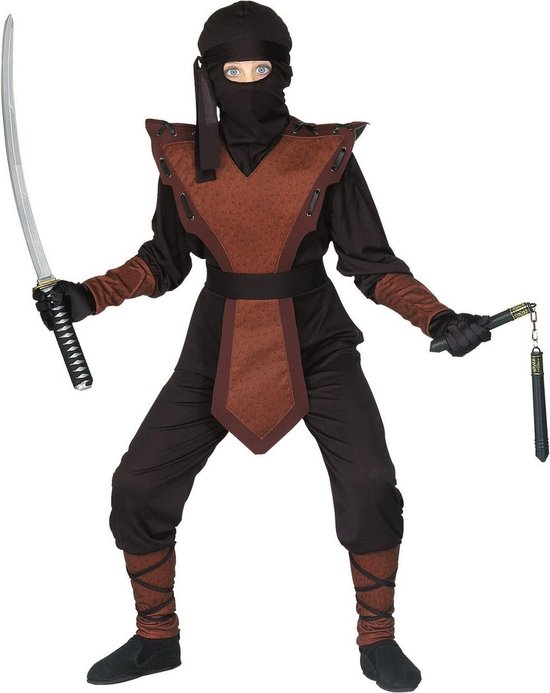 Widmann - Ninja & Samurai Kostuum - Bruine Ninja Rover Kostuum Jongen - Bruin - Maat 140 - Carnavalskleding - Verkleedkleding