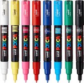 Posca PC -1MC - Set de Marker - 8 pièces - blanc, jaune, rose, rouge, bleu, bleu clair, vert et noir
