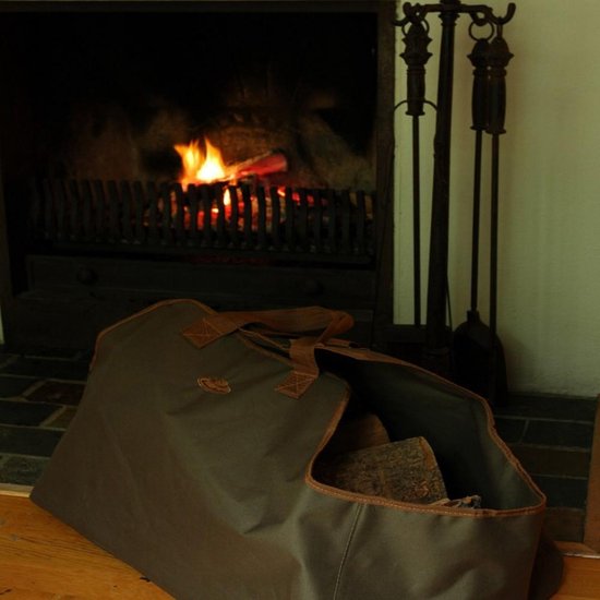 Esschert Design - Haardbloktas - Haardvuur accessoires - Textiel - Groen van Esschert Design — afbeelding 4