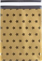 Cadeauzakjes plastic, stars, 18x23,5+3cm GOUD/GOUD (50 stuks)