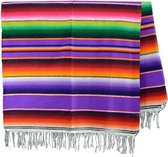 Mexicaanse Deken - Plaid - Serape - Gerecycled Acryl - 210 x 150 - Paars - BBXZZ0fuchsia1