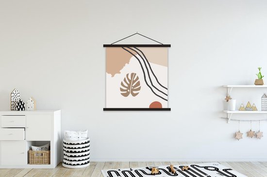 Porte-affiche avec affiche - Affiche scolaire - Été - Abstrait - Feuille - 120x120 cm - Lattes noires