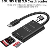 Sounix USB C 3.0 kaartlezer - Cardreader - 3 in 1 USB C kaartlezer - SD + TF kaartlezer - USB 3.0 poort