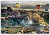 Wanddecoratie - Foto op Aluminium - Foto op Dibond -Aluminium Schilderij - Luchtballonnen boven Cappadocië 2 - Fons Kern - 60x40 cm