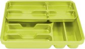 Bestekbak inzetbak lime groen met oplegbakje kunststof 40 x 31 x 7 cm - Keukenlade/besteklade inzetbakken