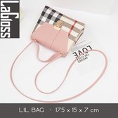 Lagloss Fashion Bag Tas Mode Roze - Klein Modisch Vierkant Tasje - Type Lil Bag - Geruite Combi SchouderTas - 17.5x15x6 cm