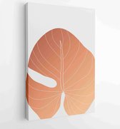 Canvas schilderij - Tropical line arts hand draw gold exotic flower and leaves. Design for packaging design, social media post, cover, banner, Wall arts. 3 -    – 1814260229 - 40-3