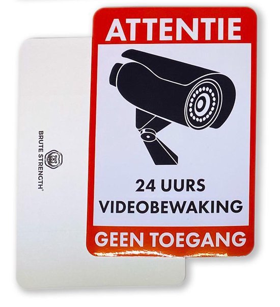 Brute Strength - Camerabewaking - Cameratoezicht sticker set - 20 cm ...