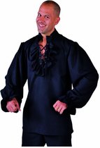 Magic By Freddy's - Piraat & Viking Kostuum - Stoere Zeeheld Piraat Hemd Met Ruches Zwart Man - zwart - Small - Carnavalskleding - Verkleedkleding