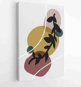 Canvas schilderij - Earth tone boho foliage line art drawing with abstract shape. Abstract Plant Art design for print, cover, wallpaper, Minimal and natural wall art. 4 -    – 1824