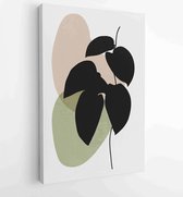 Canvas schilderij - Earth tone boho foliage line art drawing with abstract shape. Abstract Plant Art design for print, cover, wallpaper, Minimal and natural wall art. 1 -    – 1825