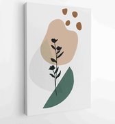 Canvas schilderij - Earth tone boho foliage line art drawing with abstract shape. Abstract Plant Art design for print, cover, wallpaper, Minimal and natural wall art. 3 -    – 1824