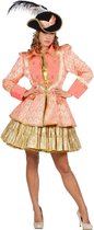 Wilbers - Middeleeuwen & Renaissance Kostuum - Jas Jaquard Koraal Italiaanse Hof Vrouw - roze - Maat 34 - Carnavalskleding - Verkleedkleding