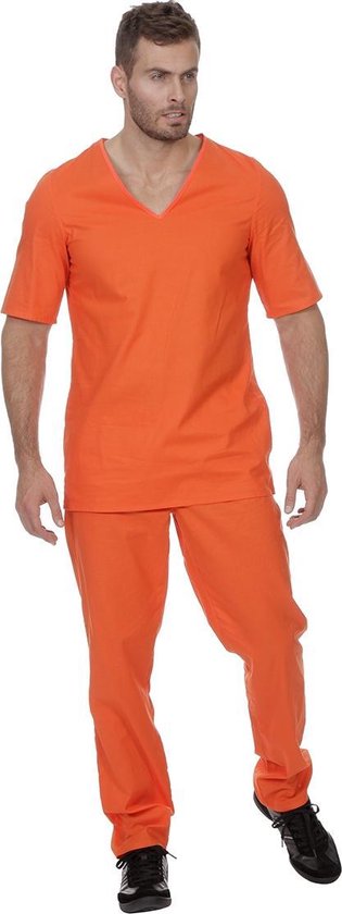 Wilbers & Wilbers - Boef Kostuum - Guantanamo Bay Gevangene - Man - Oranje - Maat 58 - Carnavalskleding - Verkleedkleding