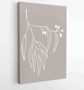 Canvas schilderij - Foliage line art drawing with abstract shape. Abstract Eucalyptus and Art design for print, cover, wallpaper, Minimal and natural wall art. 3 -    – 1823785571