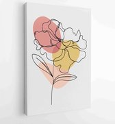 Canvas schilderij - Floral and Foliage line art drawing with abstract shape. Abstract Plant Art design for print, cover, wallpaper, Minimal and natural wall art. 4 -    – 181023022