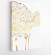 Canvas schilderij - Luxury lutus cover design collection. Lotus Hand drawn abstract line arts in trendy linear style vector illustration. 4 -    – 1798672837 - 115*75 Vertical
