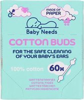 Baby Needs wattenstaafjes - 100% Katoen - 112 stuks - babyvriendelijk - schone oortjes - propere oren - baby - uitzet- kraampakket - bevalling - verzorging - reiniging