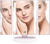 DynaGoods make-up spiegel met LED verlichting - Staande spiegel - met 2 vergrootspiegels - 180° draaibaar – op batterijen en USB (kabel incl) - leuk cadeau