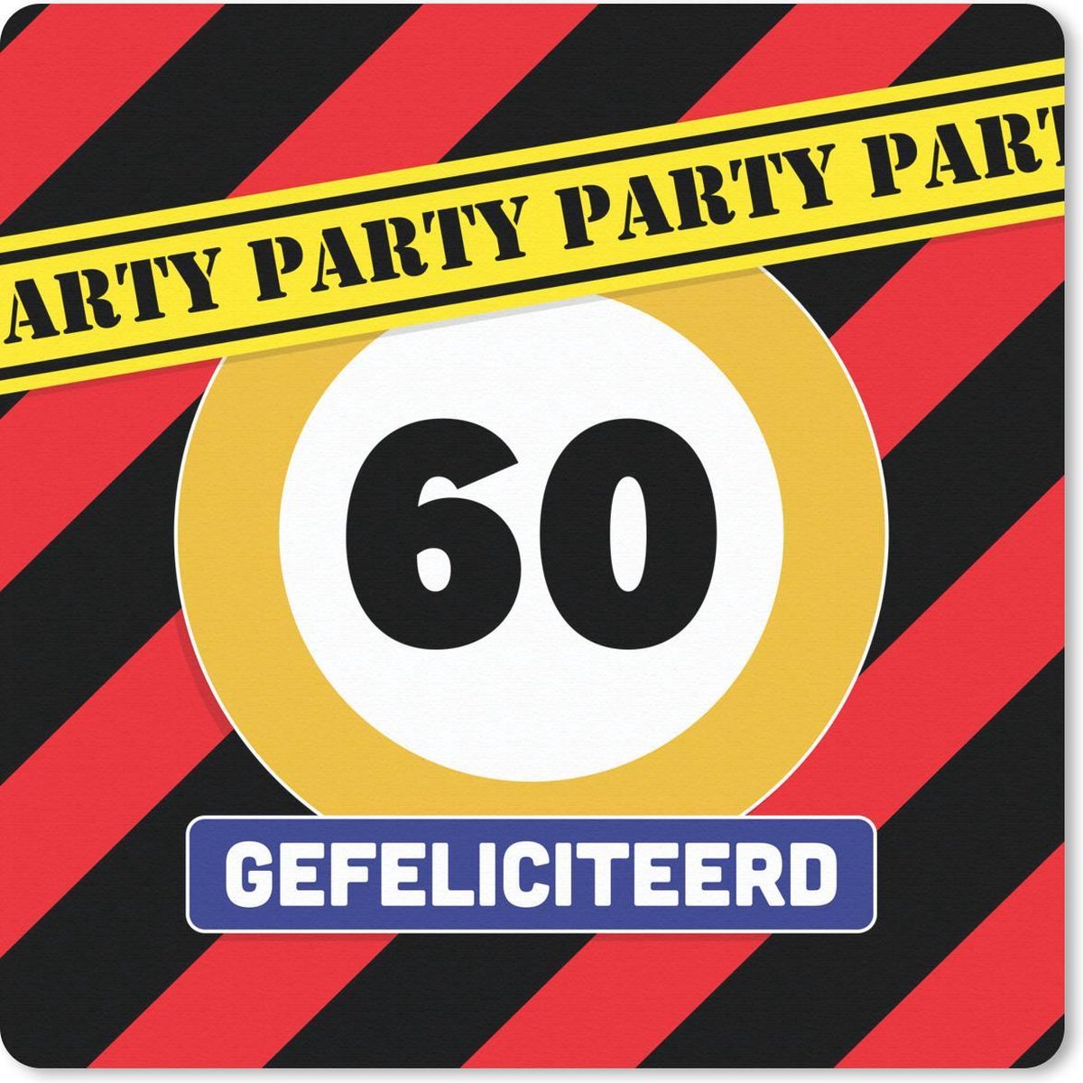 Muismat 30x30 cm - Mousepad Verjaardag - 60 Jaar - Strepen - Muismatten