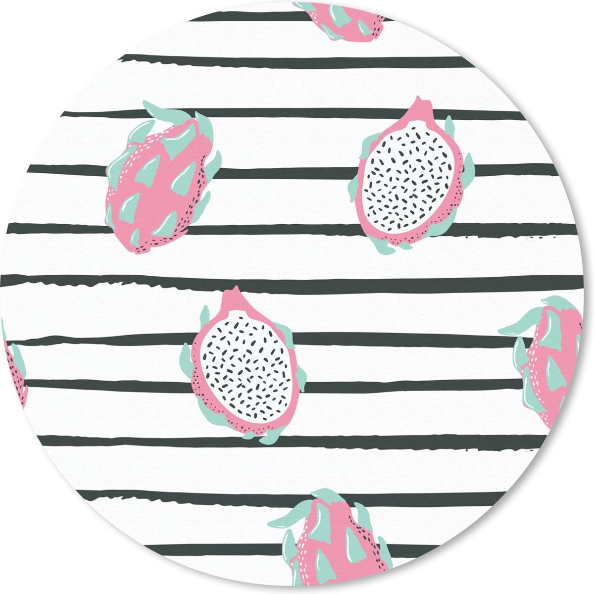 Muismat rond 20x20 cm - Mousepad Zomer - Fruit - Strepen - Ronde muismatten