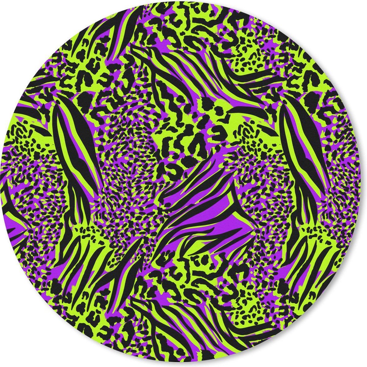 Muismat rond 50x50 cm - Mousepad Dieren - Patronen - Neon - Ronde muismatten