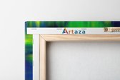 Artaza - Canvas Schilderij Drieluik - Abstracte Kunst Blauw met Groen - 120x60 - Foto Op Canvas - Canvas Print