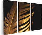 Artaza Canvas Schilderij Drieluik Gouden Veer  - 120x80 - Foto Op Canvas - Canvas Print