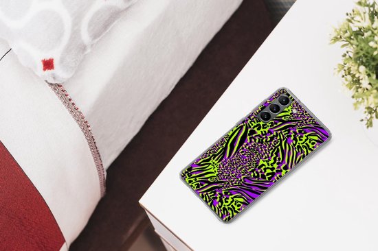 Coque Samsung Galaxy S21 Plus - Imprimé animal - Zebra - Néon - Violet - Siliconen - Sinterklaas - Noël - Cadeaux - Cadeaux chaussures