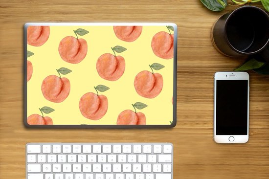 Laptop sticker - 10.1 inch - Perziken - Fruit - Geel - 25x18cm - Laptopstickers - Laptop skin - Cover
