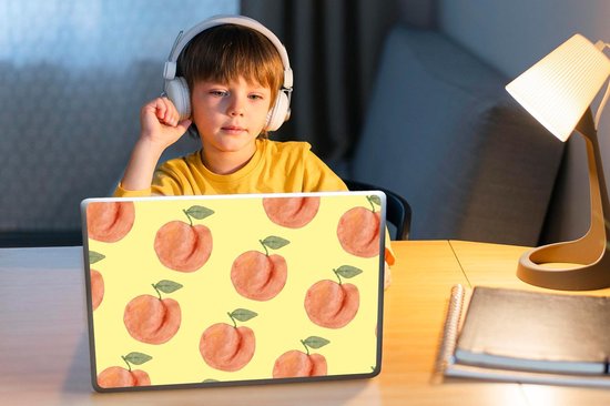 Laptop sticker - 10.1 inch - Perziken - Fruit - Geel - 25x18cm - Laptopstickers - Laptop skin - Cover