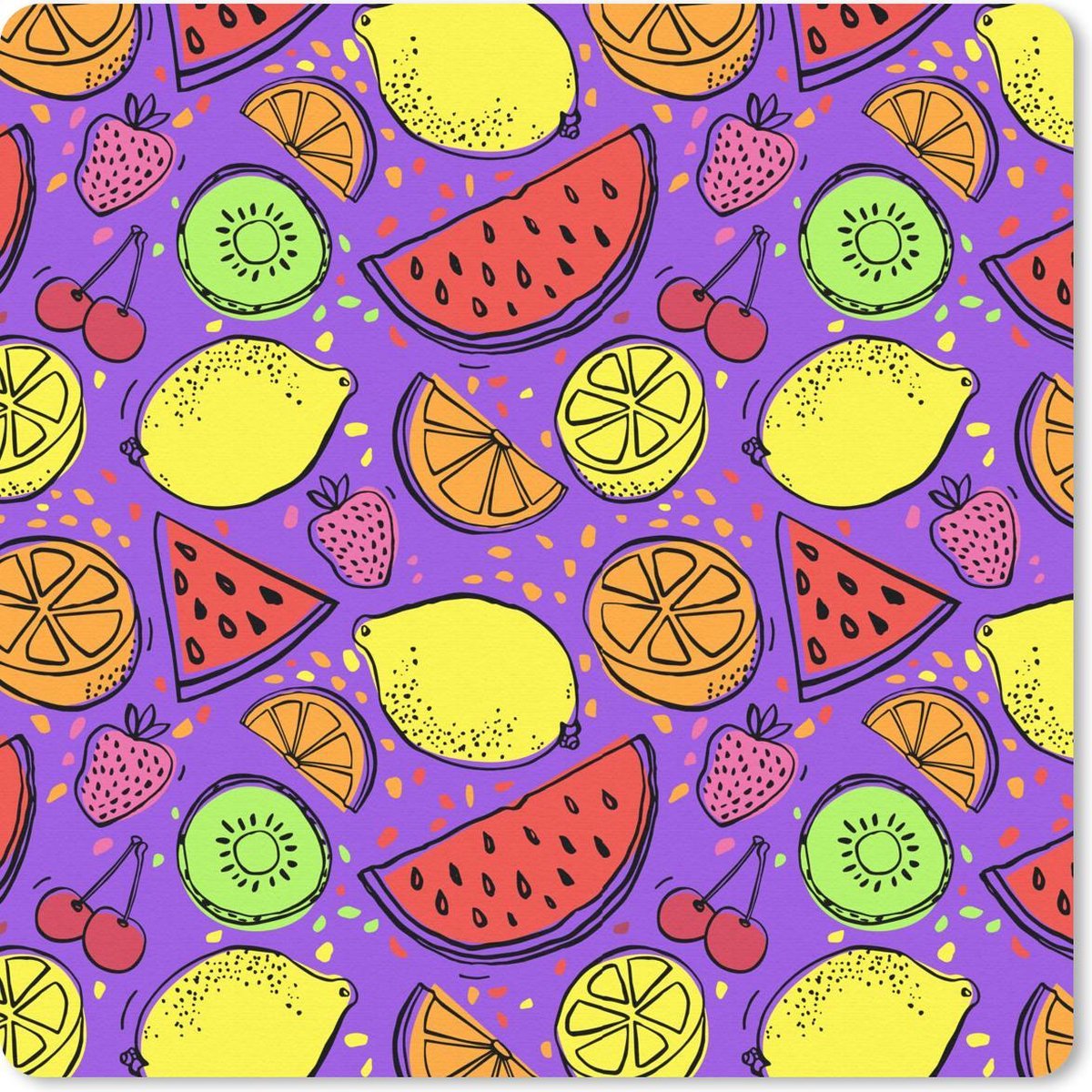 Muismat 30x30 cm - Mousepad Citroen - Kleuren - Paars - Muismatten