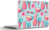 Laptop sticker - 13.3 inch - Zomer - Ananas - Bloemen - Zonnebrillen - 31x22,5cm - Laptopstickers - Laptop skin - Cover