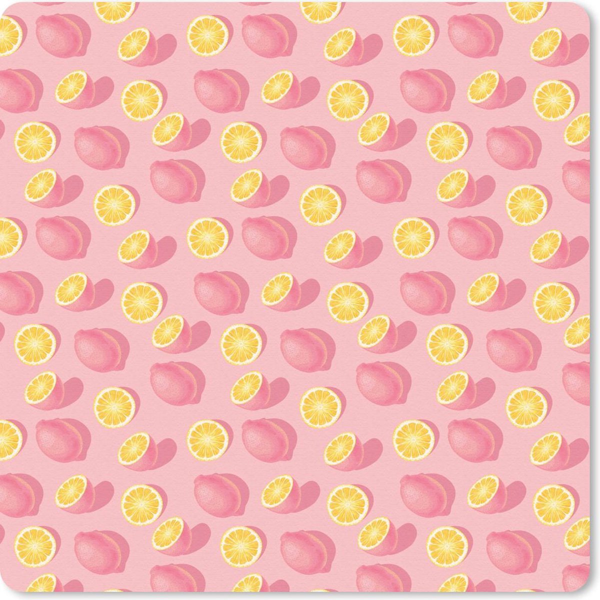 Muismat 30x30 cm - Mousepad Zomer - Citroen - Roze - Muismatten